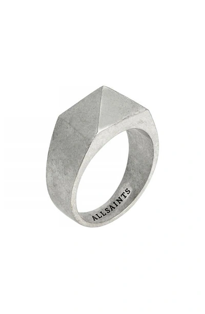 Allsaints Sterling Silver Stud Signet Ring In Warm Silver
