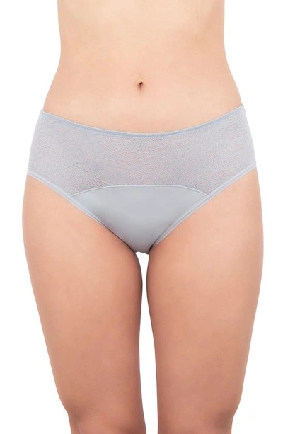 Saalt Period & Leakproof Light Absorbency Lace Hipster Panties In Pebble Grey