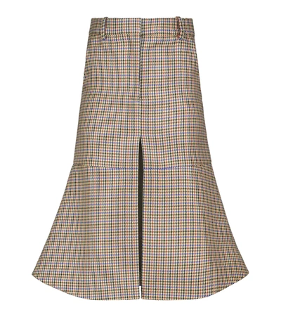 Stella Mccartney Houndstooth A-line Midi-skirt In Beige/rust