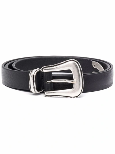 Tagliatore Embellished-buckle Leather Belt In Black