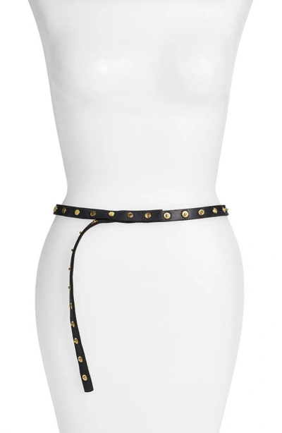 Ada 'cala' Studded Skinny Leather Belt In Black