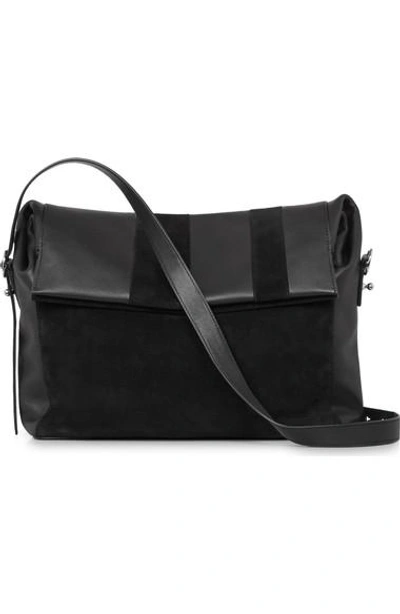 Allsaints Casey Calfskin Leather & Suede Shoulder Bag - Black
