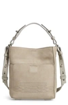 Allsaints Cooper Mini Leather Tote - Grey In Light Cement Grey