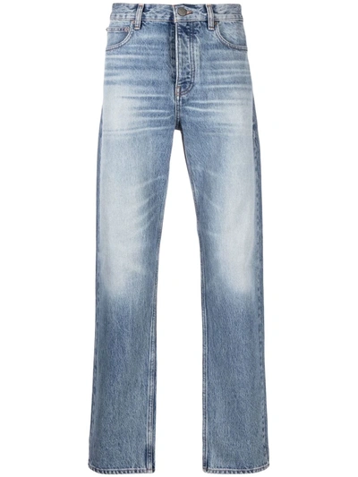 Frame Washed Straight-leg Jeans In Blue