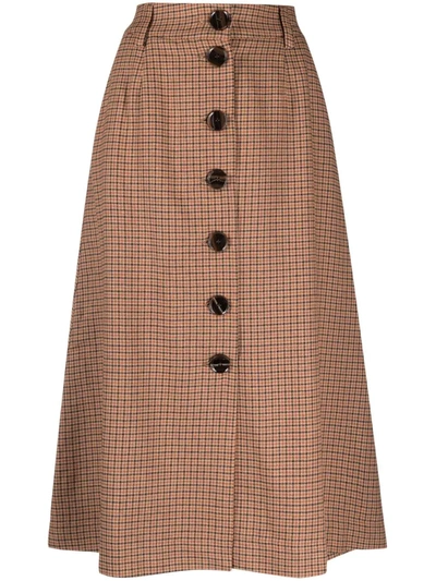 Essentiel Antwerp Check Midi-length Skirt In Brown