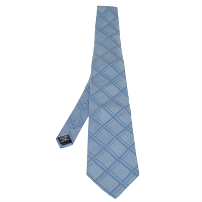 Pre-owned Dunhill Blue Check Patterned Traditional Silk Tie