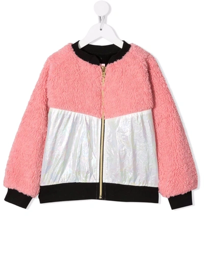 Wauw Capow By Bangbang Kids' Faux Shearling-panelled Bomber Jacket In Pink