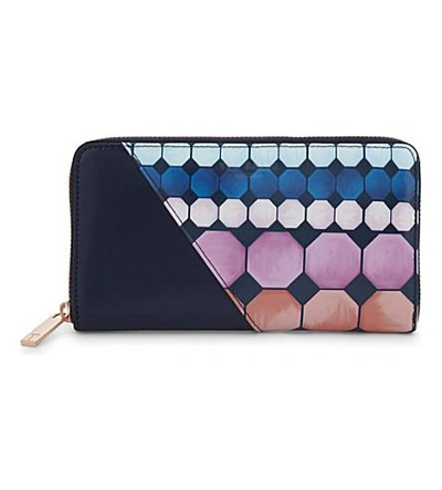 Ted Baker Arrica Mosaic Leather Matinee Purse In Navy