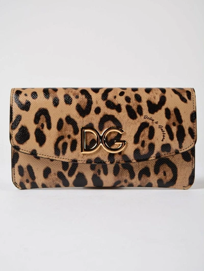 Dolce & Gabbana Leopard Print Continental Wallet In Brown-black