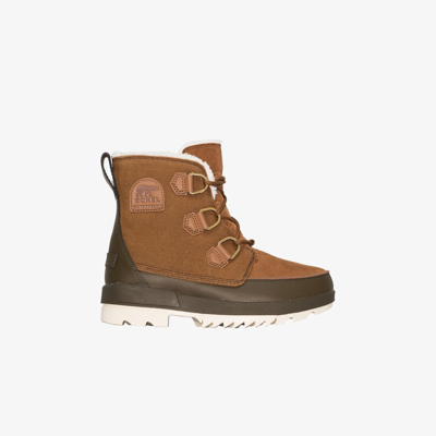 Sorel Torino Ii Fleece-lined Leather, Suede And Canvas Ankle Boots In Brown