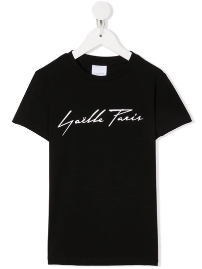 Gaelle Paris Kids' Logo Print T-shirt In Black