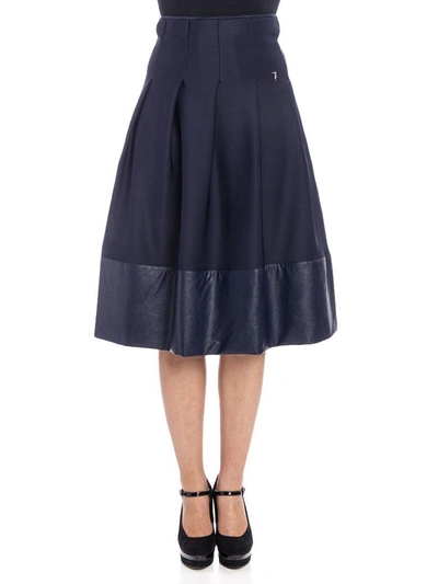 Trussardi Neoprene Skirt In Blue Navy