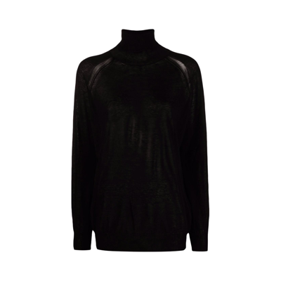 Ann Demeulemeester Turtleneck Distressed Jumper In Black