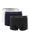 Versace 3-pack Logo Band Boxer Briefs In Black Blue