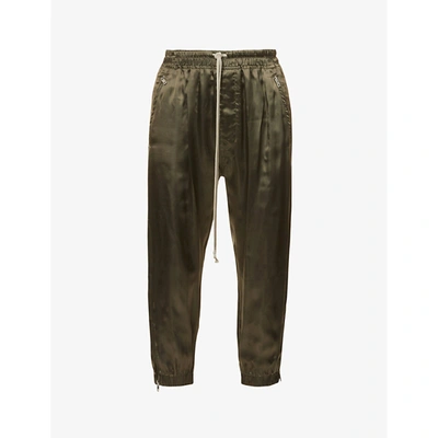 Rick Owens Womens Green Cropped Mid-rise Satin Jogging Bottoms 10 In 15 Green