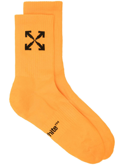 Off-white Arrows Ankle-length Socks In Orangeade Black