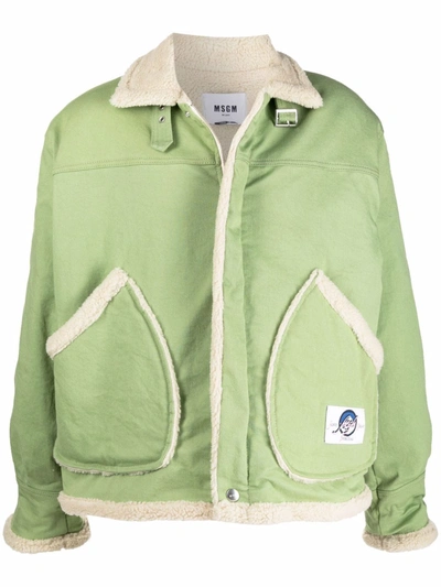 Msgm Mens Green Cotton Outerwear Jacket