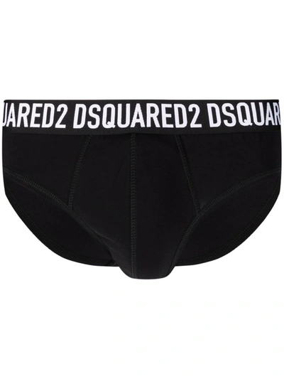 Dsquared2 Logo-waist Briefs In 黑色