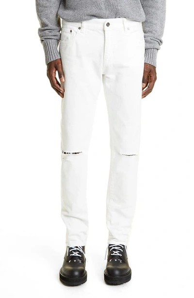 Off-white Distressed Skinny Jeans In White Tofu