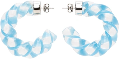 Bottega Veneta Twist Glass And Sterling-silver Hoop Earrings In Blue