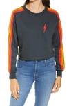 Aviator Nation Bolt Crop Sweatshirt In Charcoal/ Serape Rbw