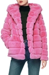 Apparis Goldie 4 Faux Fur Hooded Jacket In Sugar Pink