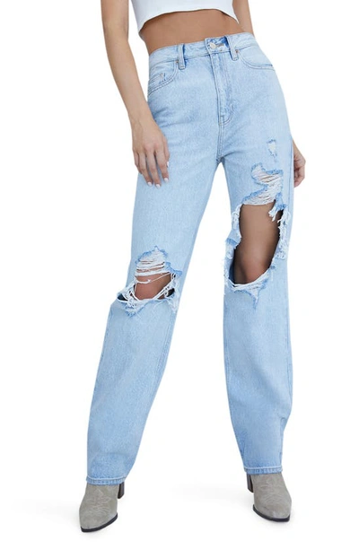 Pacsun Ripped '90s High Waist Boyfriend Jeans In Medium Indigo