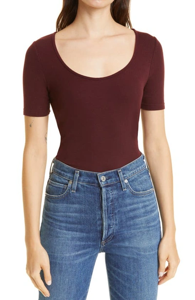Ag Jaxon Ribbed T-shirt In Wine Bloom