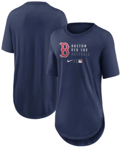 Nike Women's Navy Boston Red Sox Authentic Collection Baseball Fashion Tri-blend T-shirt