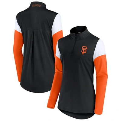 Fanatics Women's Black, Orange San Francisco Giants Authentic Fleece Quarter-zip Jacket In Black,orange