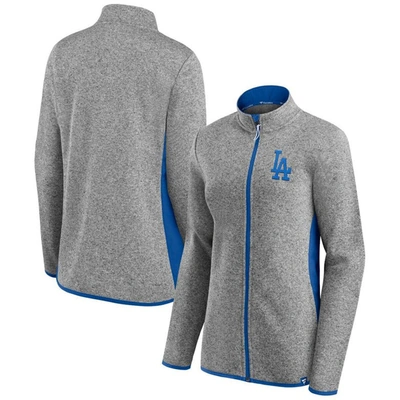 Fanatics Women's Heather Charcoal Los Angeles Dodgers Primary Logo Fleece Full-zip Jacket