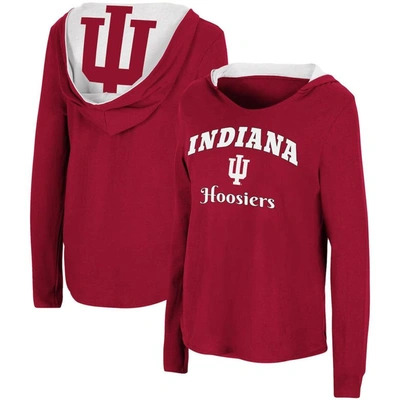 Colosseum Women's Crimson Indiana Hoosiers Catalina Hoodie Long Sleeve T-shirt