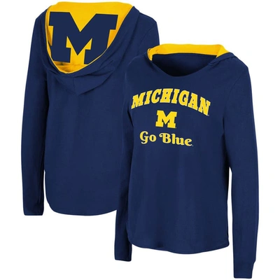 Colosseum Women's Navy Michigan Wolverines Catalina Hoodie Long Sleeve T-shirt