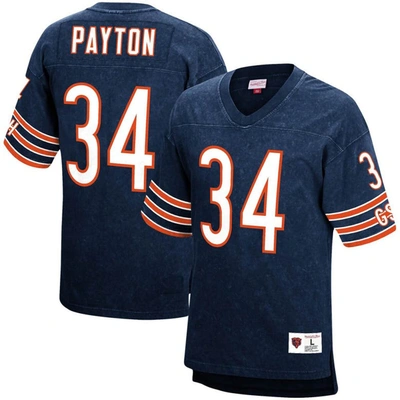 Mitchell & Ness Men's Walter Payton Navy Chicago Bears Retired Player Name And Number Acid Wash Top
