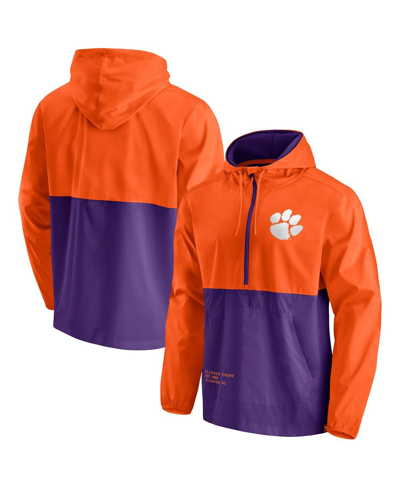Fanatics Men's Orange, Purple Clemson Tigers Thrill Seeker Half-zip Hoodie Anorak Jacket In Orange,purple