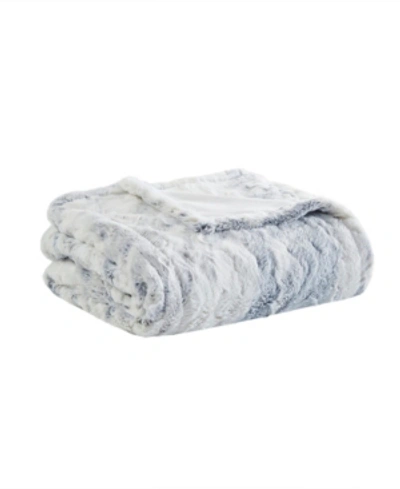 Beautyrest Zuri Electric Faux-fur Throw, 50" X 70" Bedding In Grey,blue
