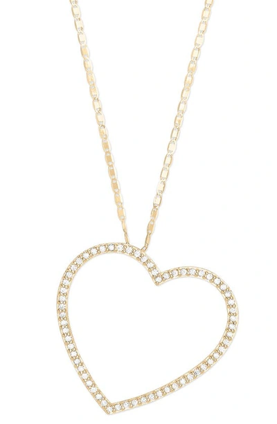 Lana Jewelry Women's Flawless 14k Yellow Gold & Diamond Small Heart Pendant Necklace