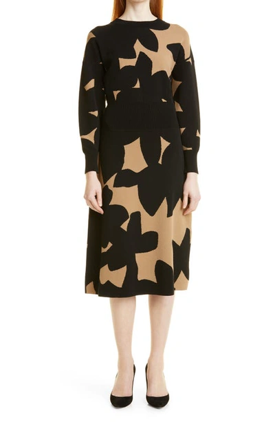 Hugo Boss Long Sleeved Knitted Dress With Abstract Jacquard Pattern In Open  Miscellaneous | ModeSens