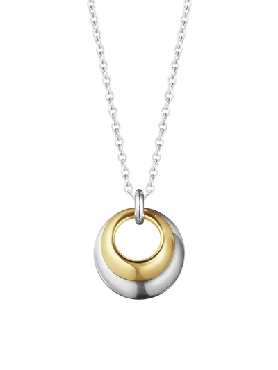 Georg Jensen 18k Yellow Gold & Sterling Silver Curve Circle Pendant Necklace, 17.72 In Gold/silver