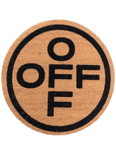 Off-white Round "off" Doormat In Brown Black