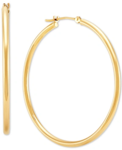 Macy's Medium Flat-edge Hoop Earrings In 10k Gold (also In 10k Rose Gold And 10k White Gold), 1-1/2" In Yellow Gold
