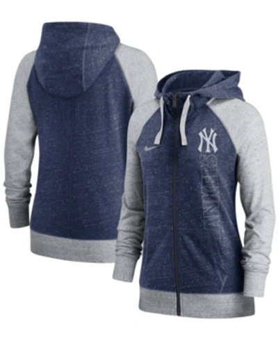 Nike Women's Navy New York Yankees In Pocket Gym Vintage-like Full-zip Hoodie