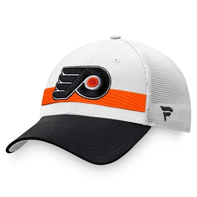 Fanatics Men's White/black Philadelphia Flyers 2021 Nhl Draft Authentic Pro On Stage Trucker Snapback Hat