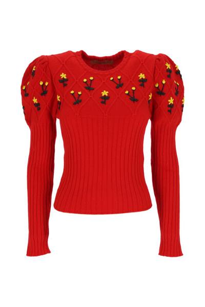 Cormio Embroidered Crew-neck Jumper In Red