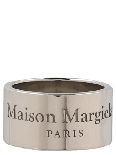 Maison Margiela Distressed-effect Logo-engraved Ring In 951 Palladio Buratta