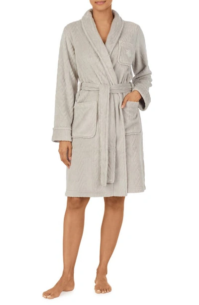 Lauren Ralph Lauren So Soft Shawl Collar Fleece Robe In Grey