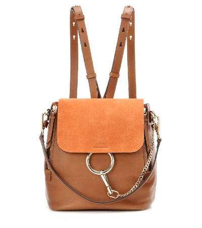 Chloé Faye Mini Leather And Suede Backpack In Brown