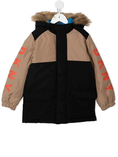Dkny Teen Logo-print Sleeves Parka In 中性色