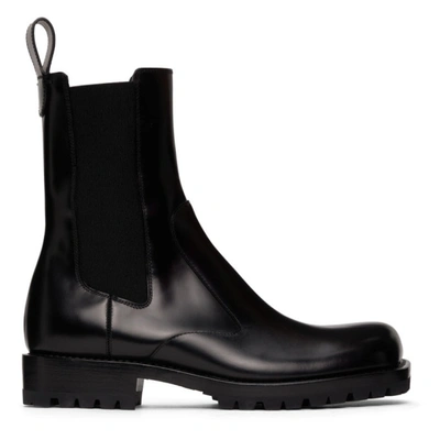 Dries Van Noten Black Polished Leather Chelsea Boots In 900 Black