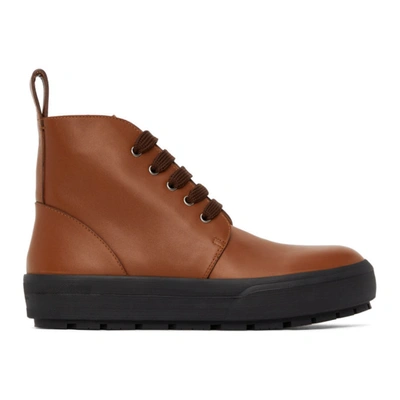 Dries Van Noten Tan Leather Lace-up Boots In 712 Tan